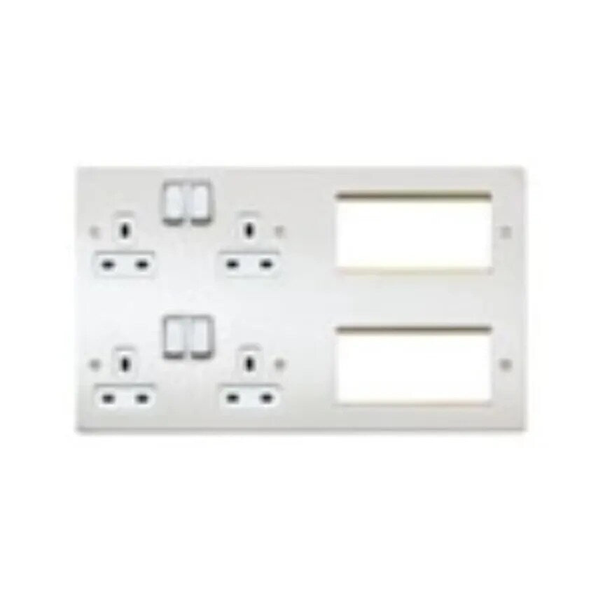 Socket 4 Gang DP Dual Earth and 8 Module 13A Sat Gold Euro Stacked - K14100SAGW