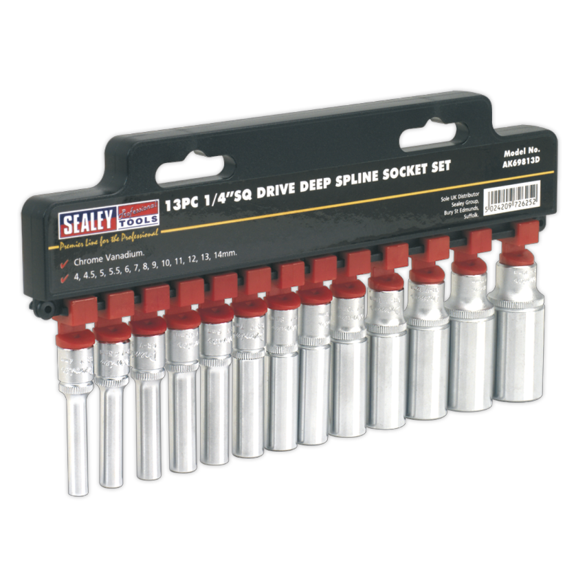 Socket Set13 Piece Deep 1/4" Square Drive Total Drive