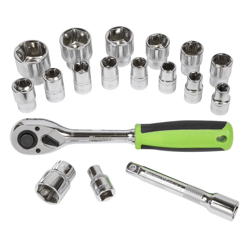 Socket Set17 Piece 1/2" Square Drive 6PT WallDrive Metric