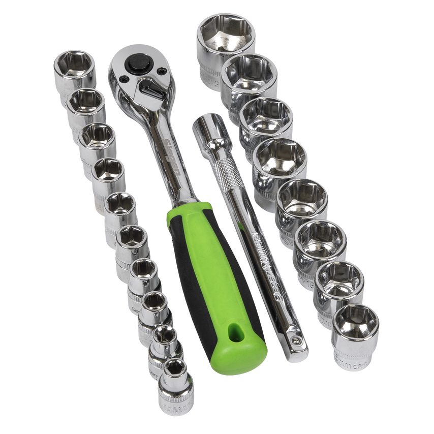 Socket Set19 Piece 3/8"SQ. Drive 6PT WallDrive Metric