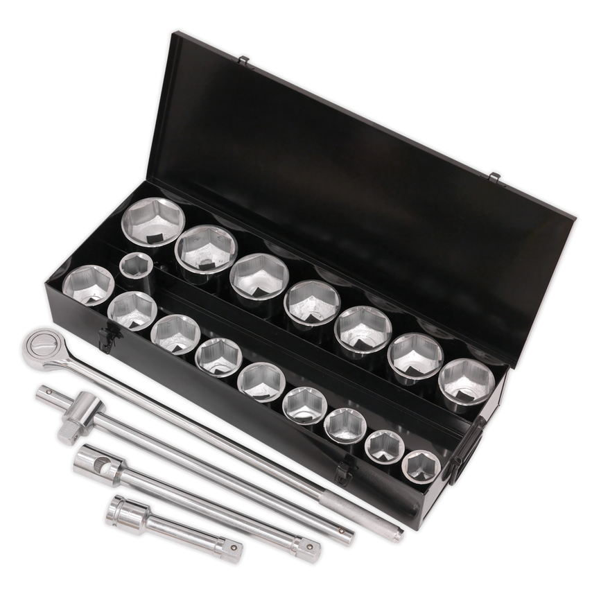 Socket Set21 Piece 1" Square Drive 6PT WallDrive Metric