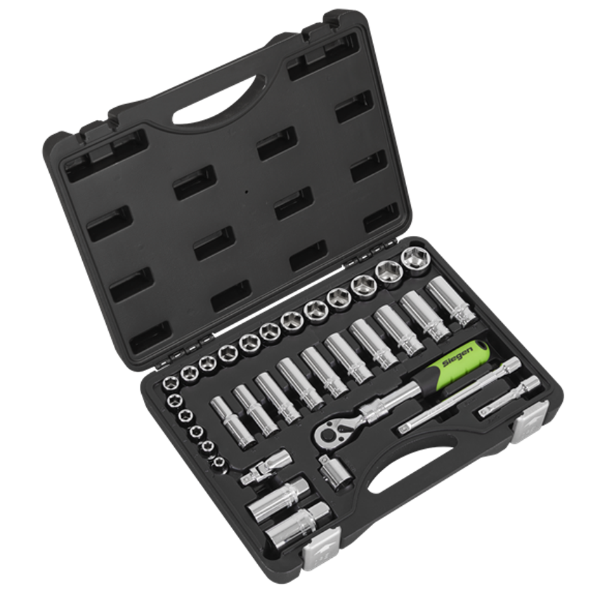 Socket Set Extendable Ratchet 3/8" Square Drive - 34 Piece