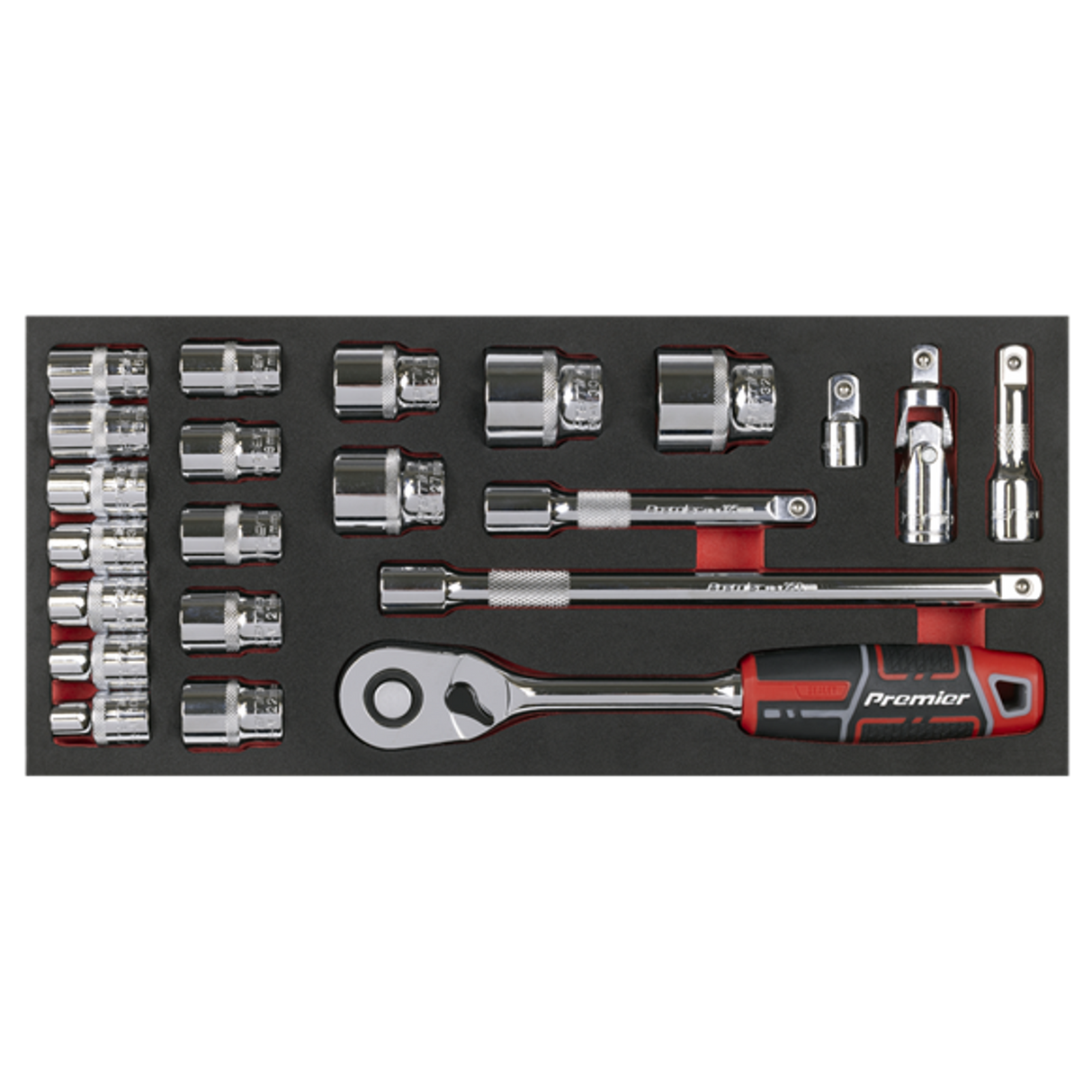 Socket Set with Tool Tray 1/2inSq Drive 22 Piece