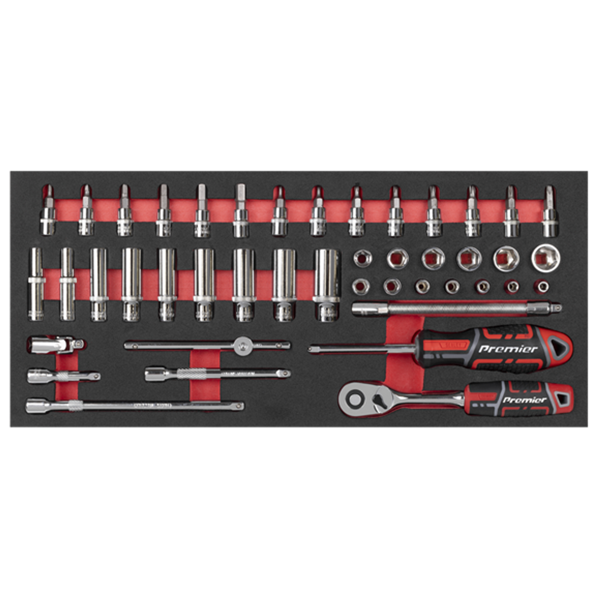 Socket Set with Tool Tray 1/4inSq Drive 44 Piece