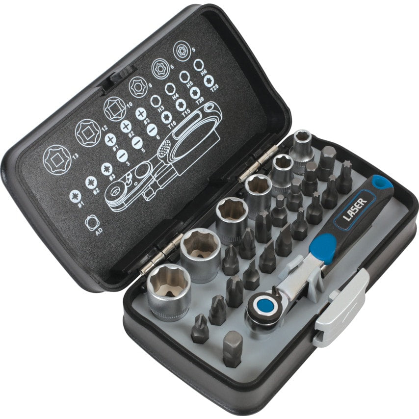 Socket and Bit Set 1/4"D 26PC