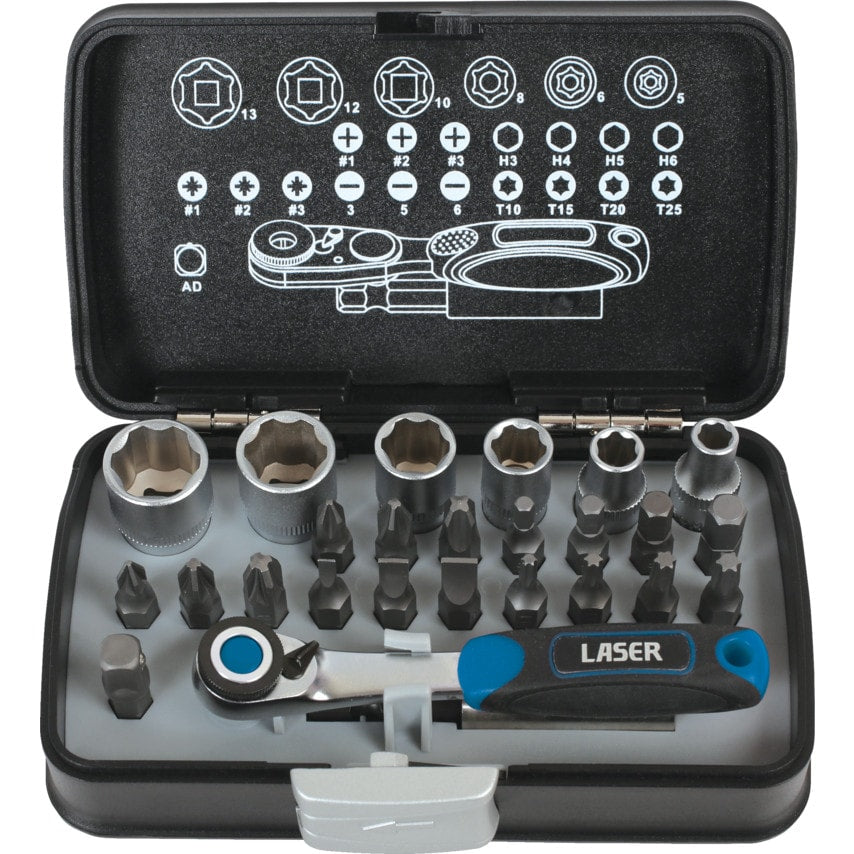 Socket and Bit Set 1/4"D 26PC
