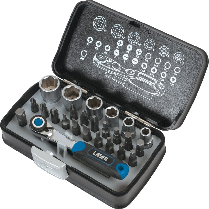 Socket and Bit Set 1/4"D 26PC