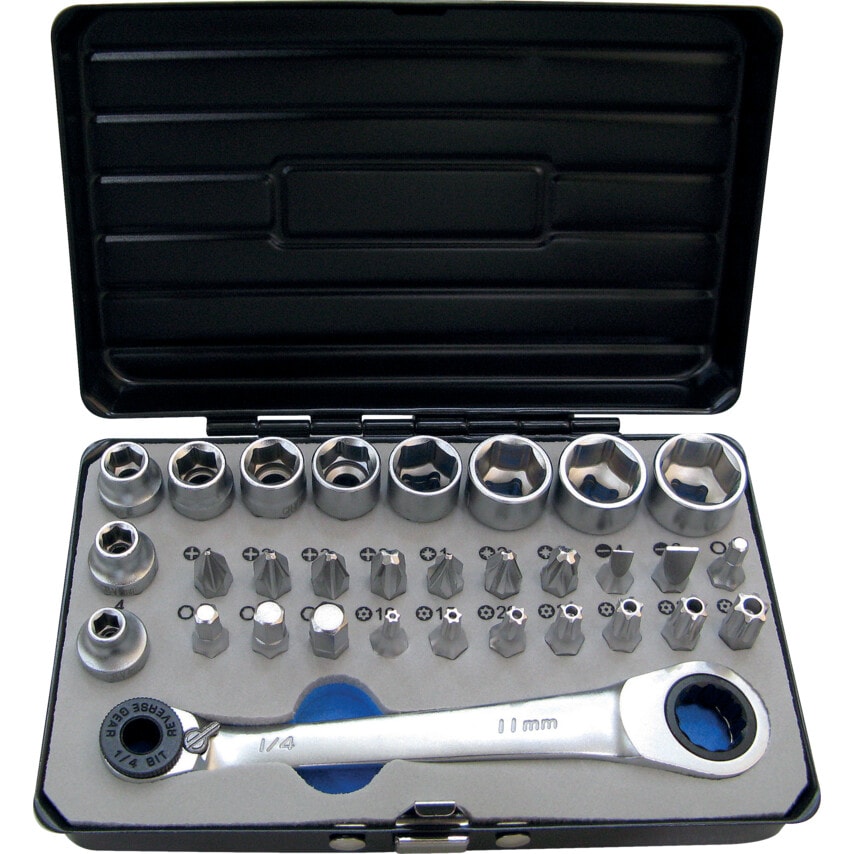 Socket and Bit Set 1/4"D 31PC