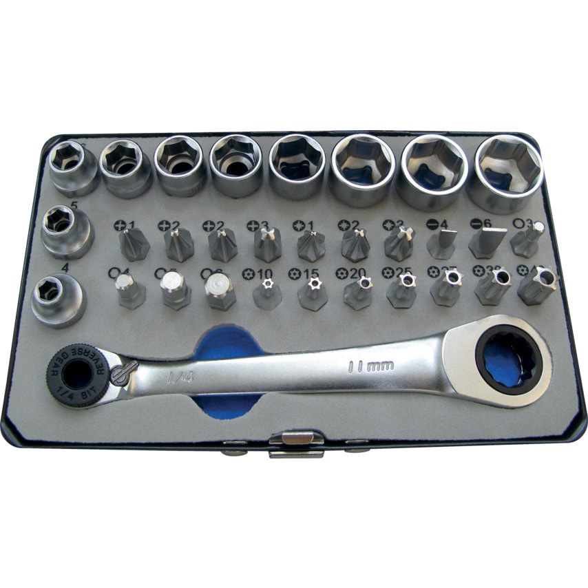 Socket and Bit Set 1/4"D 31PC