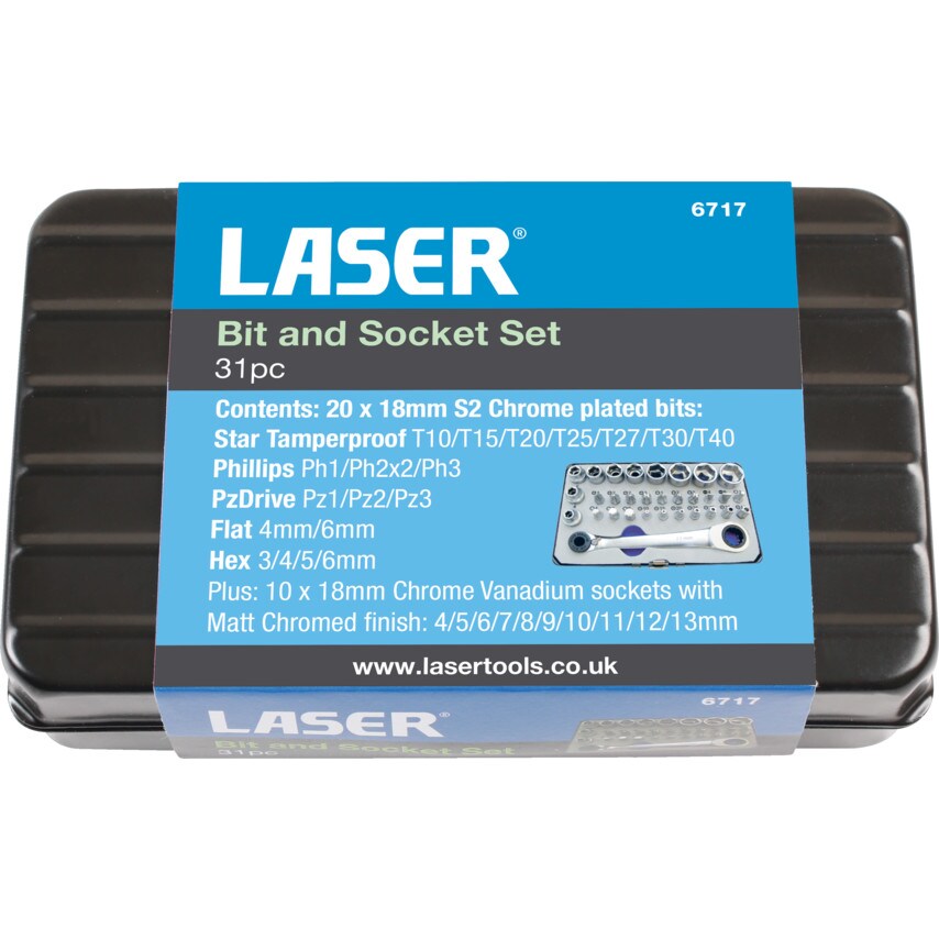 Socket and Bit Set 1/4"D 31PC