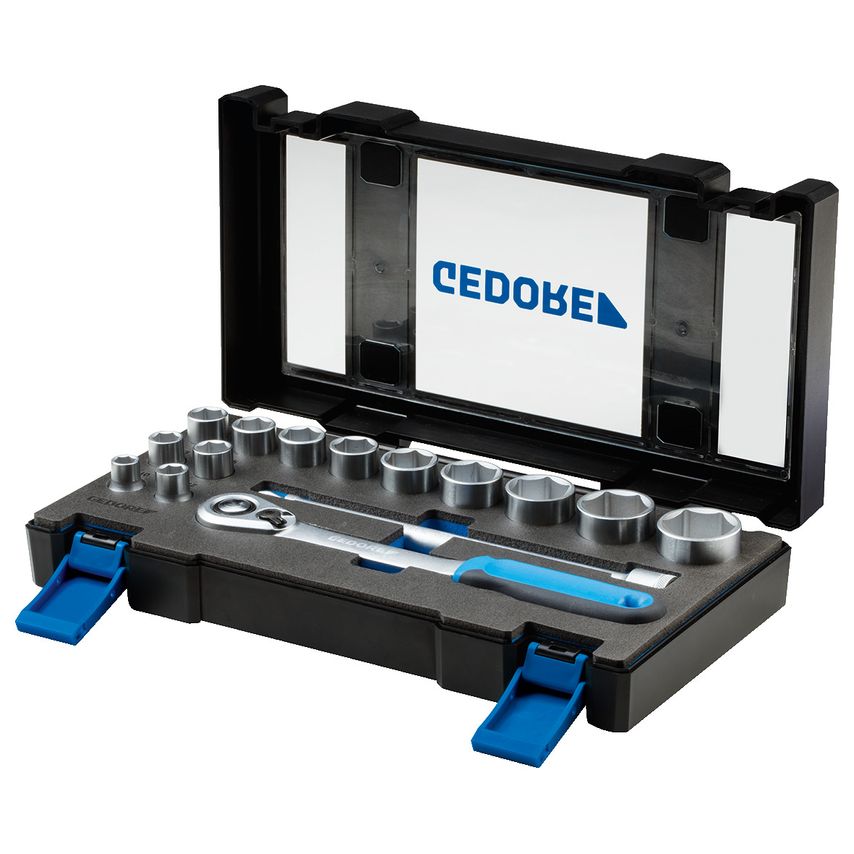 Socket set 1/2" 15pcs hex 10-32mm