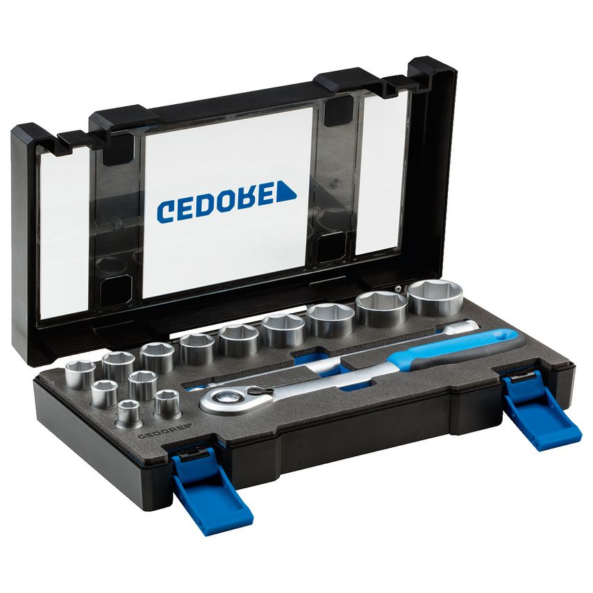 Socket set 1/2" 15pcs hex 10-32mm