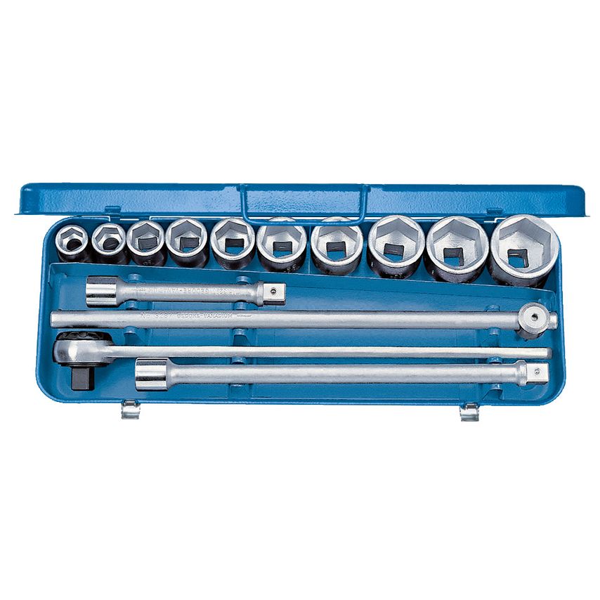Socket set 3/4" 14 pcs, hexagon, 22-50 mm