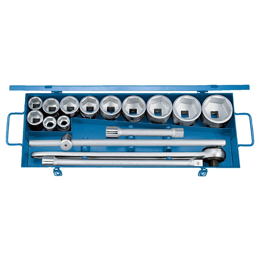 Socket set 3/4" 16 pcs 22-60 mm