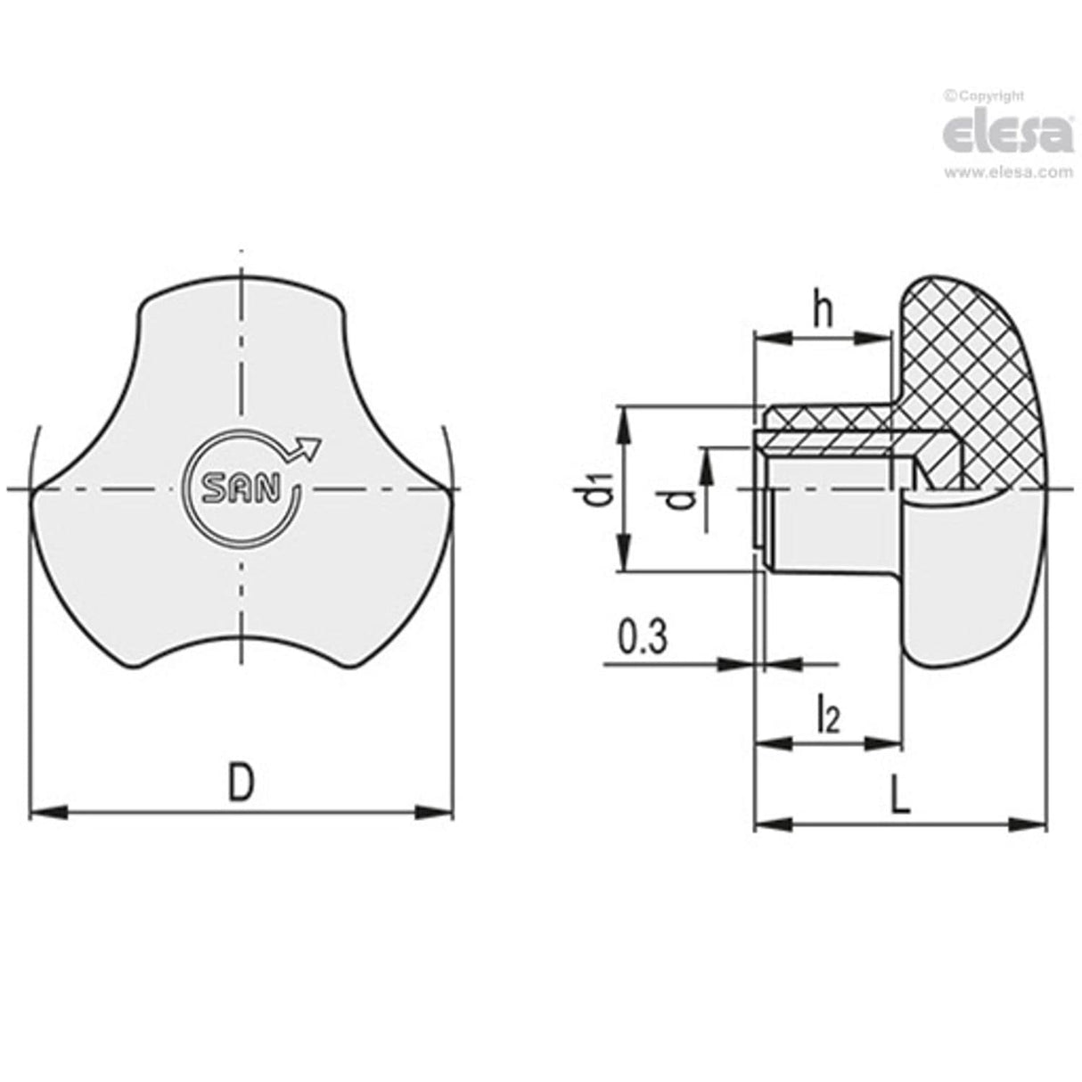 Solid knob-VTT.40-SST-M8-SAN-C16
