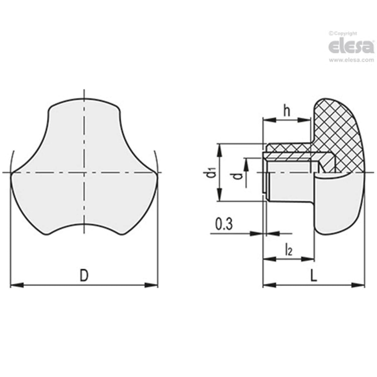 Solid knob-VTT.40-SST-M8-VD