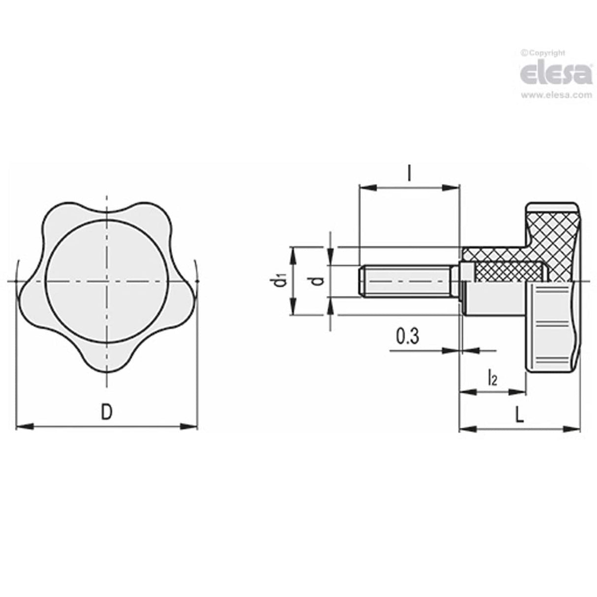 Solid lobe knob-VC.692/50 p-M10x30