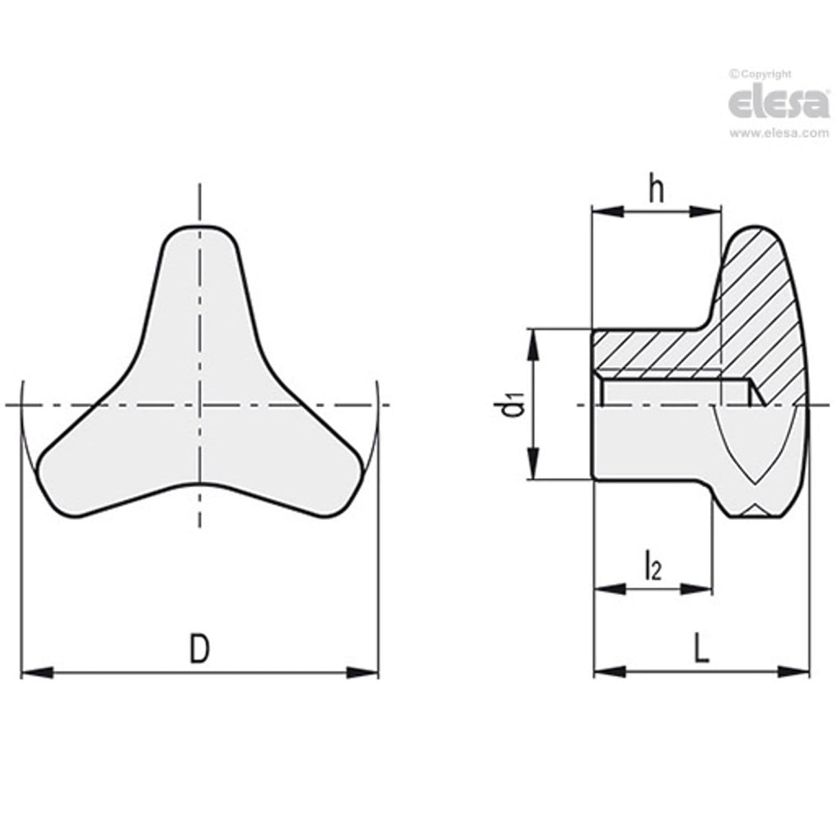 Solid lobe knob-VMT-SST-A4-40-M6