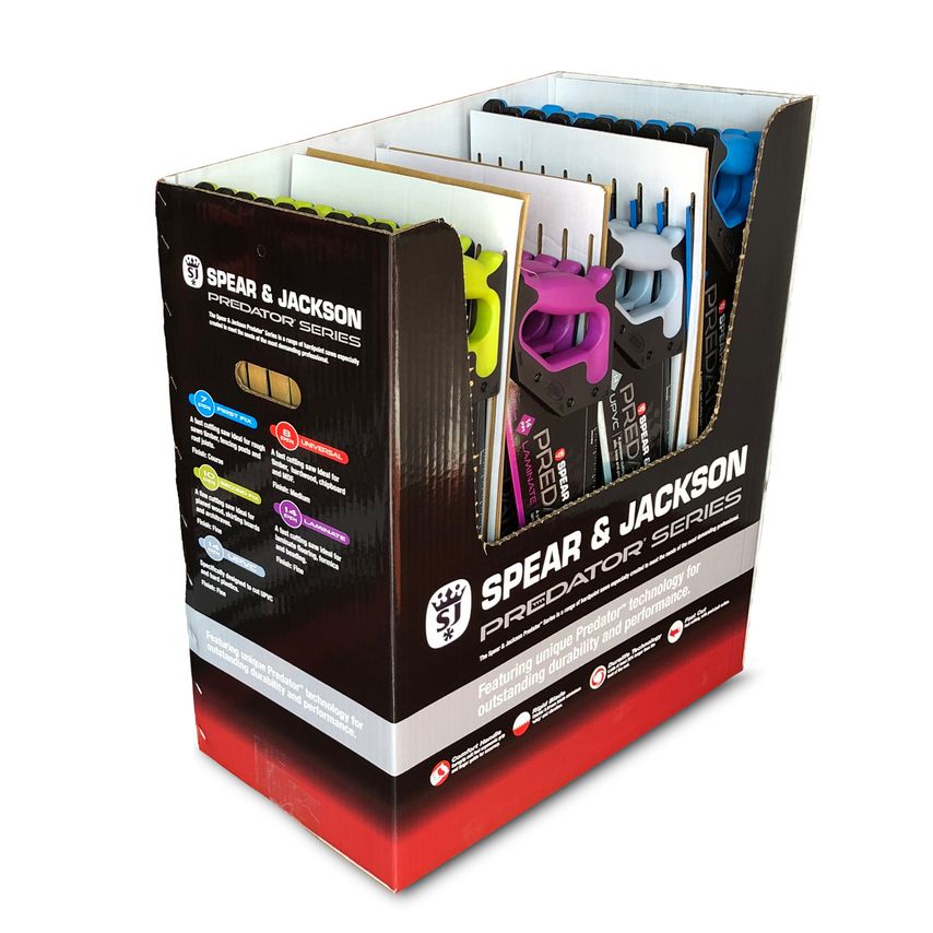 Spax Merchandiser with 40 Assorted Saws (10 X B98FF, B98SF, B98UPVC, B98LAMINATE)