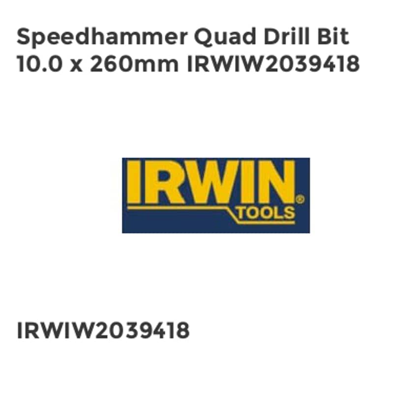 Speedhammer Quad Drill Bit 10.0 x 260mm IRWIW2039418