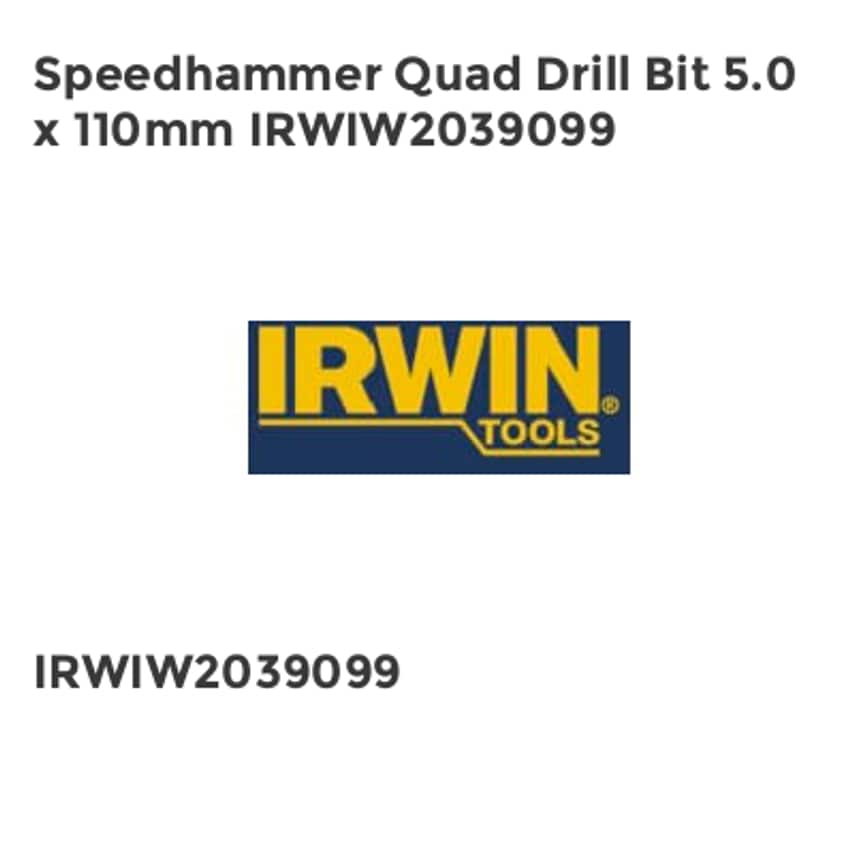 Speedhammer Quad Drill Bit 5.0 x 110mm IRWIW2039099