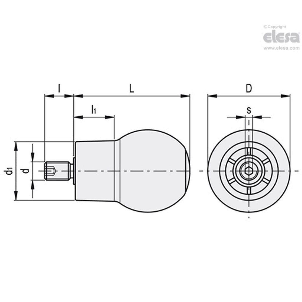 Spherical revolving knob-EBS.45+x-M10