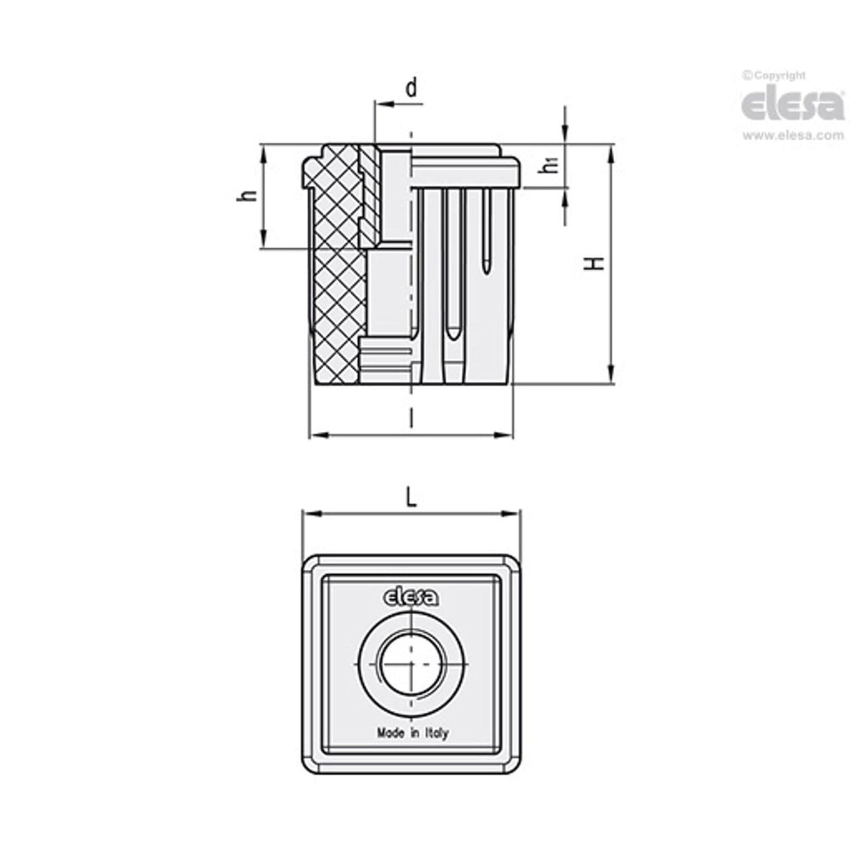 Square end-cap for tube-ND.Q-40x2-M12