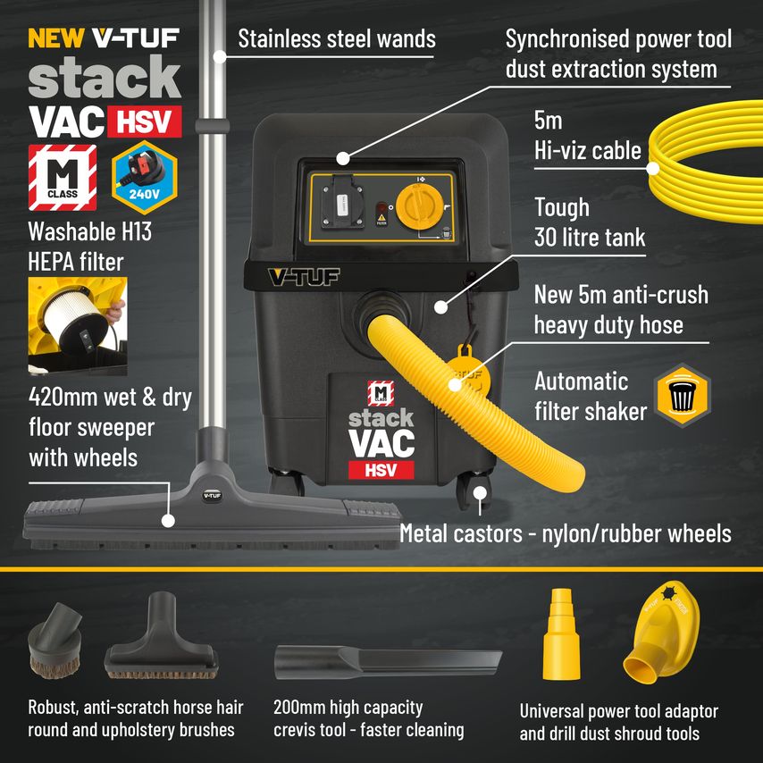 Stackvac Hsv 240V 30L M-Class Dust Extractor + 18L Tool Box Kit