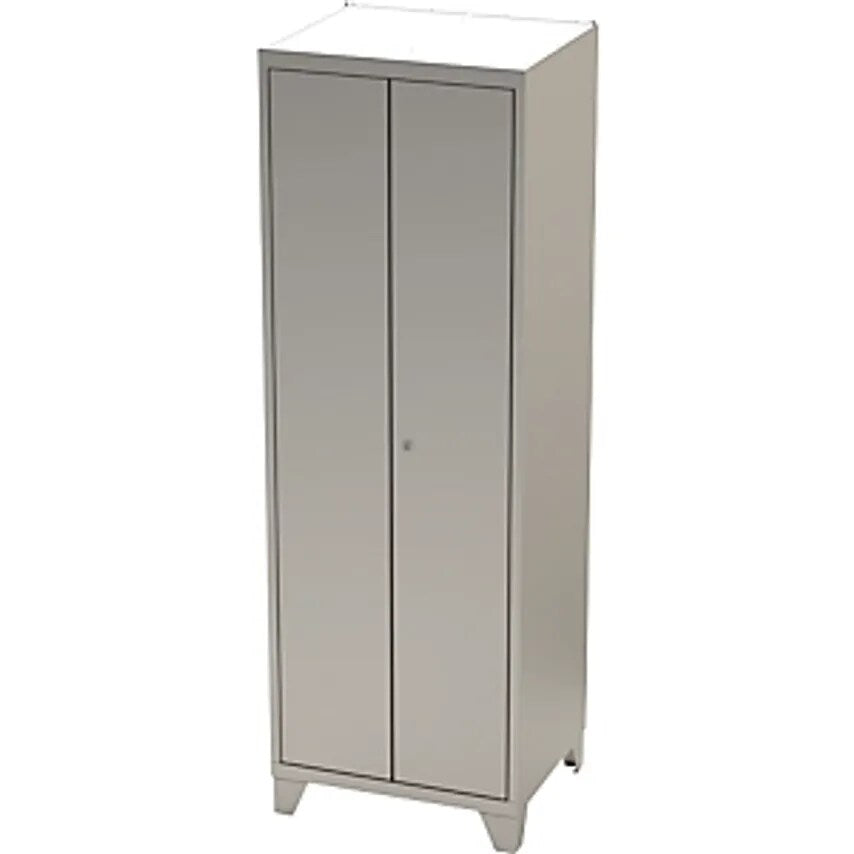 Stainless Steel Cabinet With Stud Feet - Cleaning Agent Cupboard With 4 Shelves + 2 Hooks