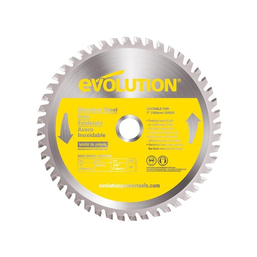 Stainless Steel Cutting Circular Saw Blade 180 x 20mm x 48T EVLSS1802048