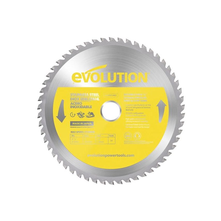 Stainless Steel Cutting Circular Saw Blade 210 x 25.4mm x 54T EVLS210TC54C