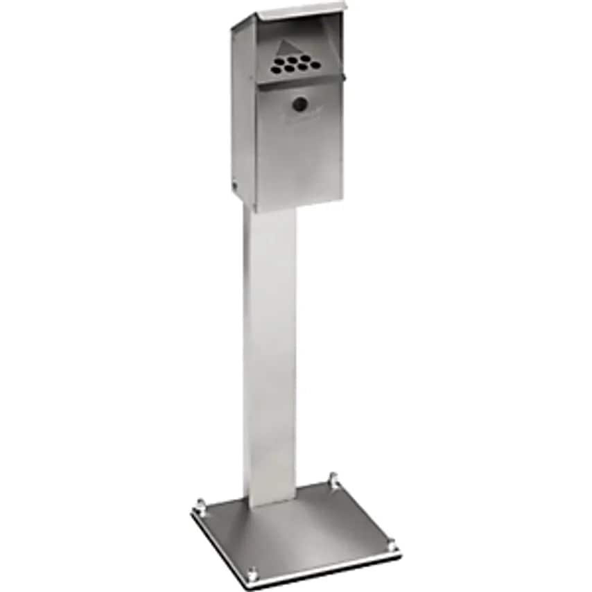 Stainless Steel Pedestal Ashtray, Capacity 3.7 L, Lockable, HxWxD 1090 X 310 X 310mm