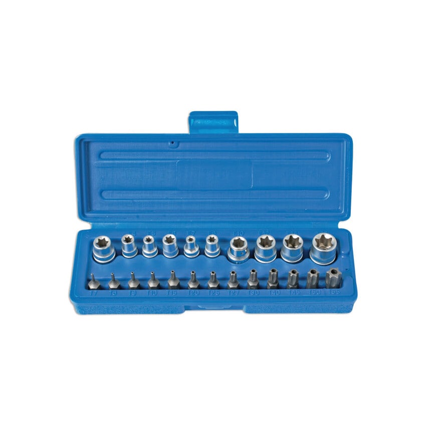 Star Socket & Bit Set 1/4"D 3/8"D 23 Piece