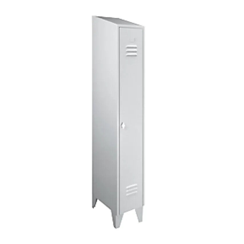 Steel Cupboard With Sloping Top - Full Height Compartments - Total Width 300mm, 1 Compartment, Light Grey RAL 7035