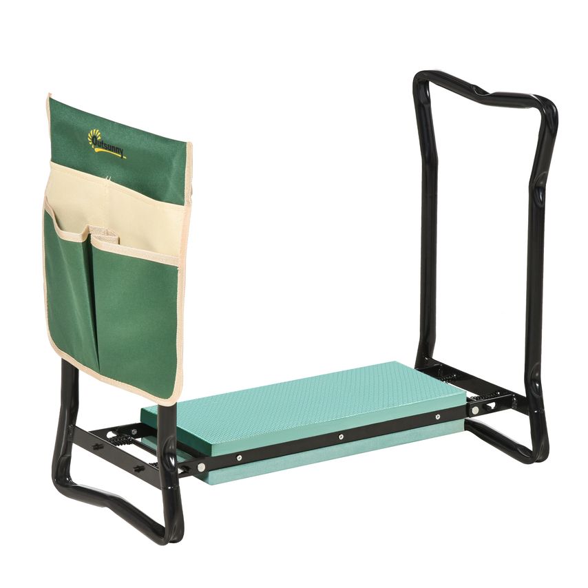 Steel Frame Garden Kneeler Seat Duo Foam Bag Tool Bag Pouch Foldable Assistance