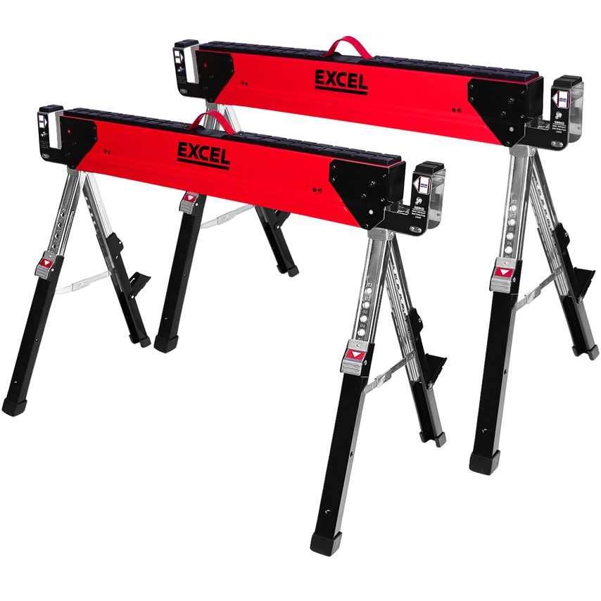 Steel Sawhorse Adjustable Legs Twin Pack 1178Kg