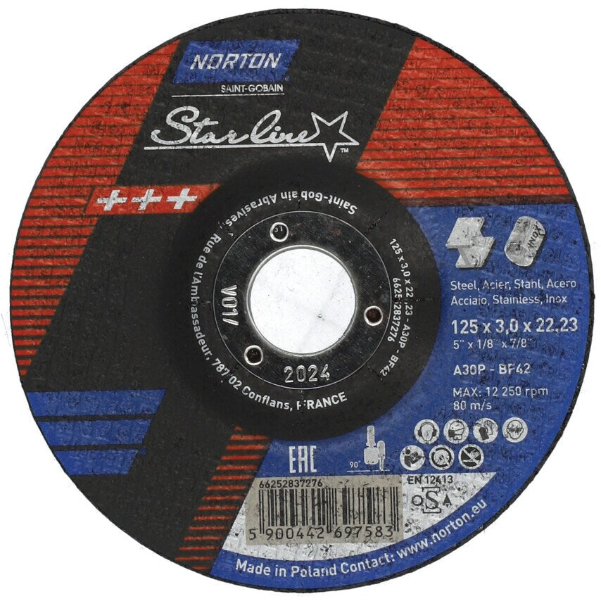 Steel/inox DPC Cutting Disc 125X3.2X22.23MM (Pack of 25)