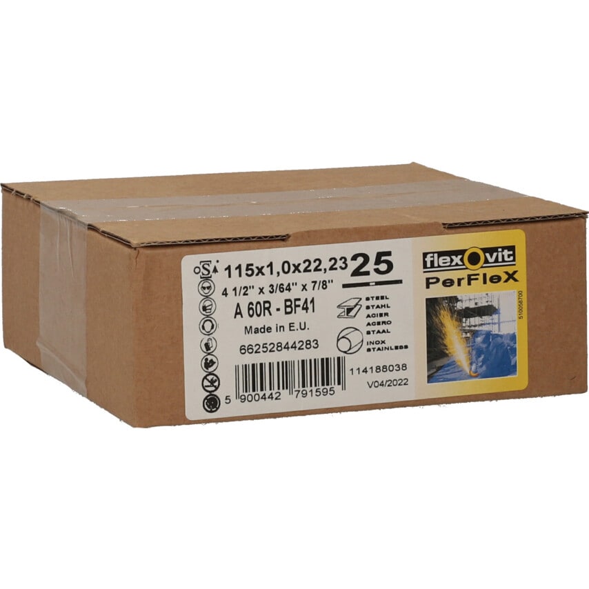 Steel/inox Flat Ultra Thin Cutting Disc 115X1X22.23MM (PK-25)