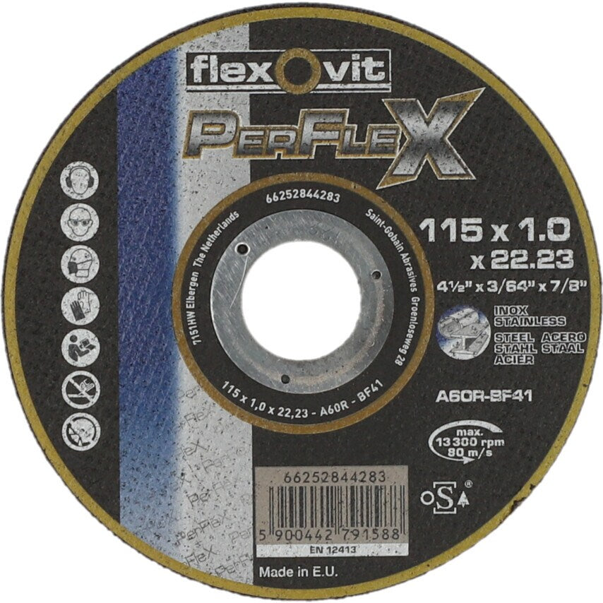 Steel/inox Flat Ultra Thin Cutting Disc 115X1X22.23MM (PK-25)