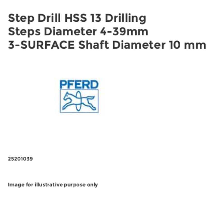 Step Drill HSS 13 Drilling Steps Diameter 4-39mm 3-SURFACE Shaft Diameter 10 mm
