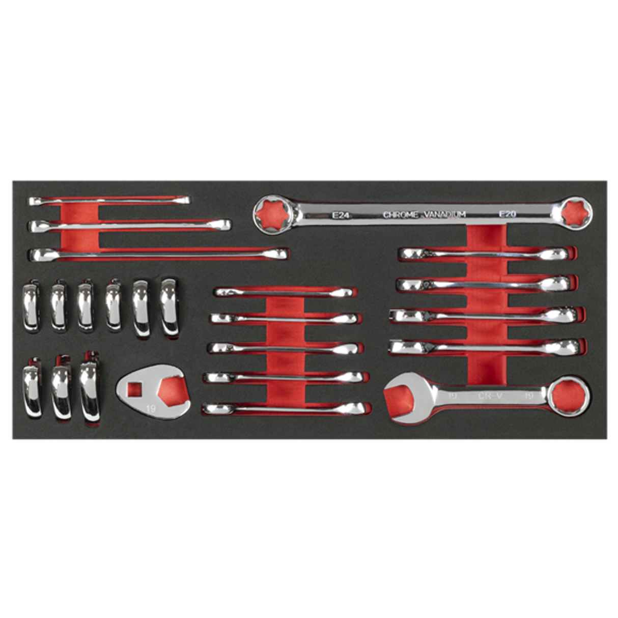 Stubby Combination TRX-Star & Crow's Foot Spanner Set with Tool Tray 24 Piece