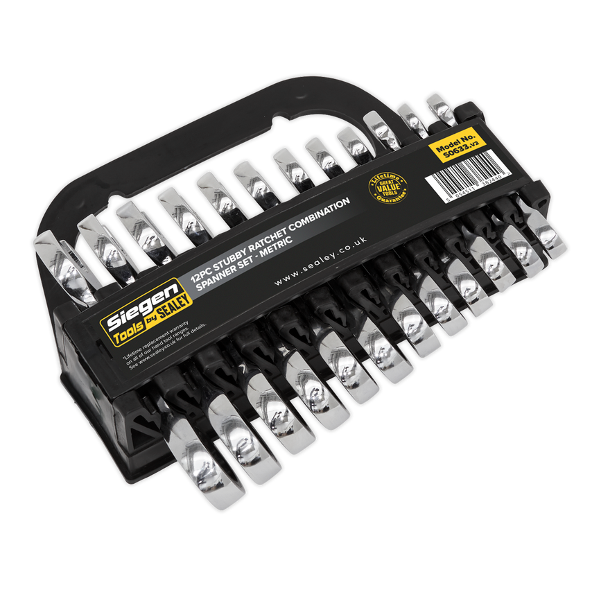 Stubby Ratchet Combination Spanner Set12 Piece Metric