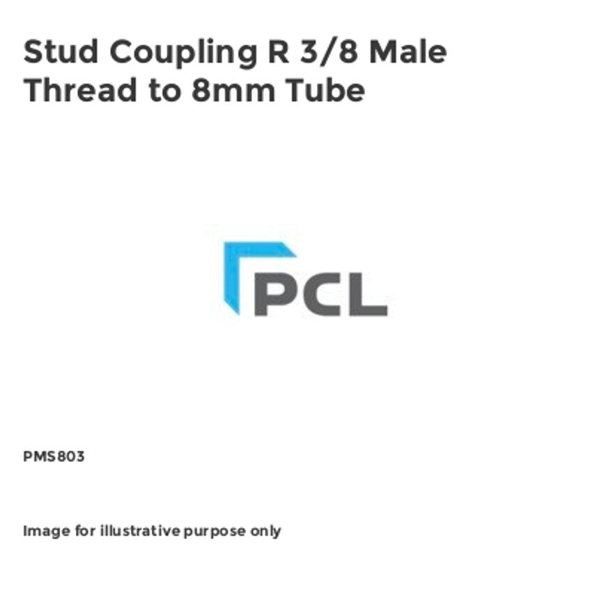 Stud Coupling R 3/8 Male Thread to 8mm Tube