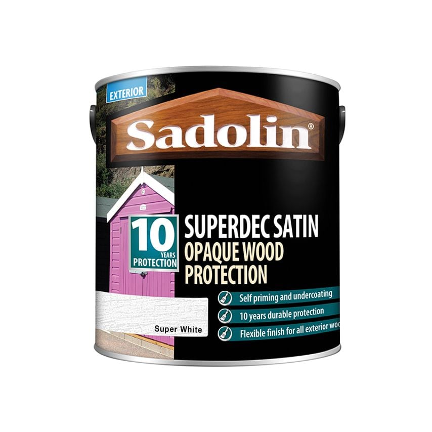 Superdec Opaque Wood Protection Super White Satin 2.5 litre SAD5028826