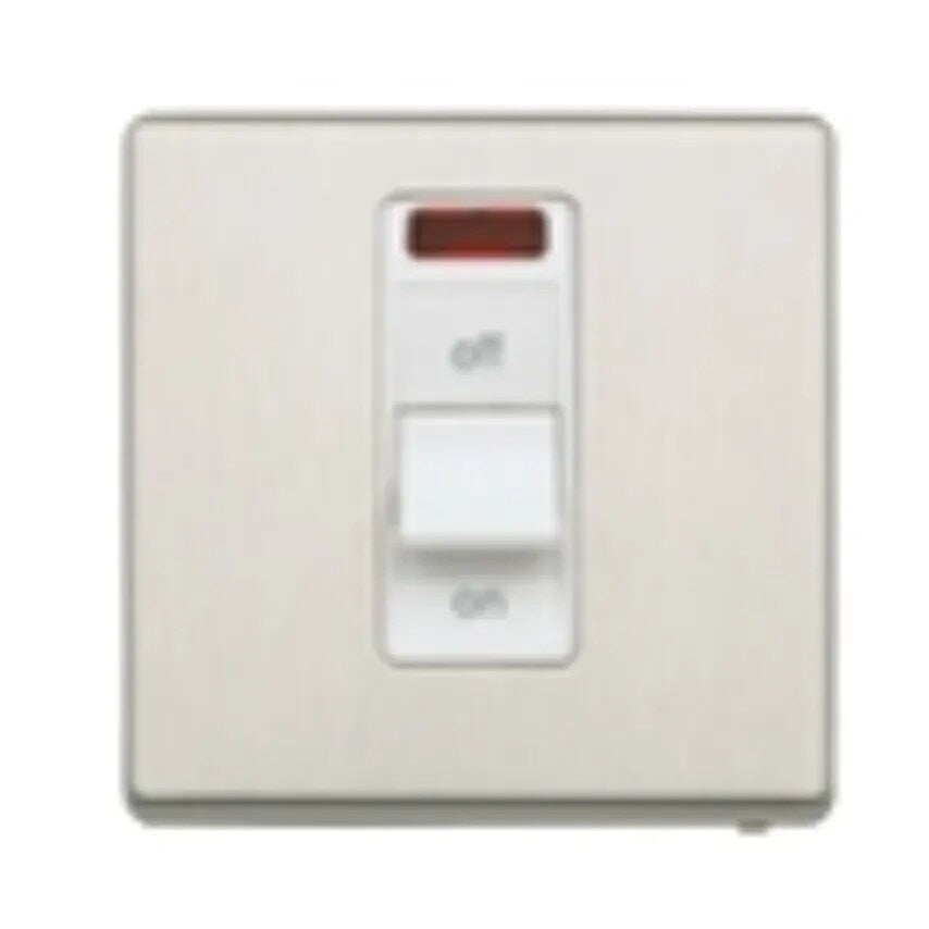 Switch 1 Gang DP Neon 32A Brushed Stainless Steel Black Inserts - K24305BSSB