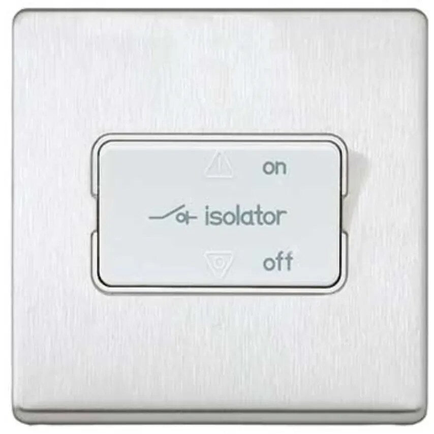 Switch 3P Fan Isolatortr Brushed Stainless Steel White Inserts - K24859BSSW