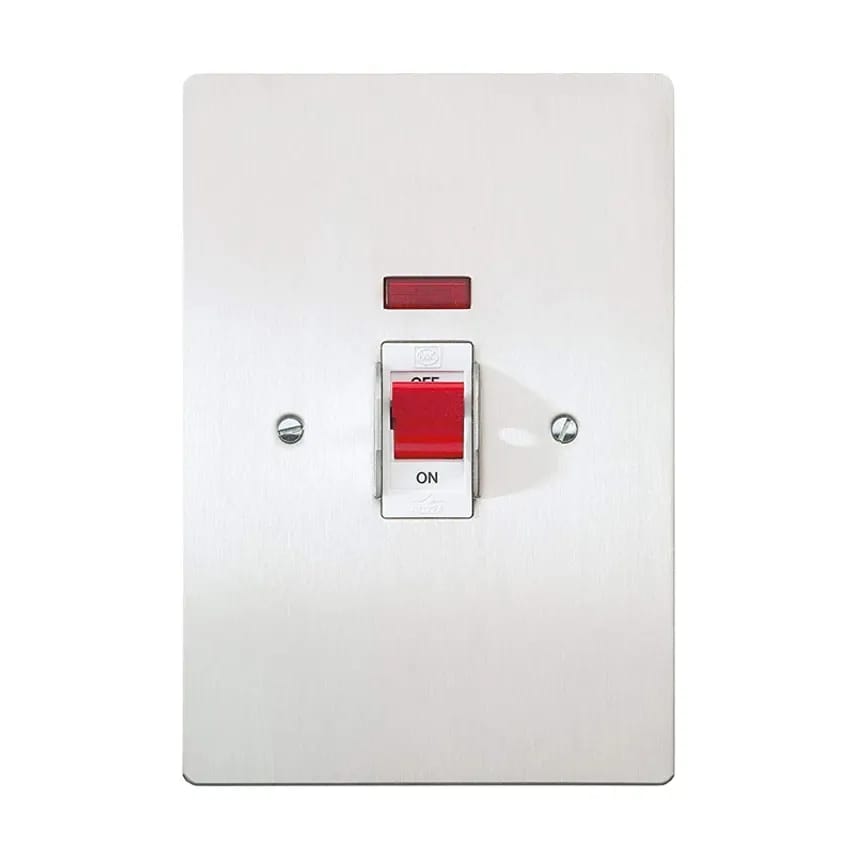 Switch DP Neon Flush 45A Brushed Stainless Steel White Inserts