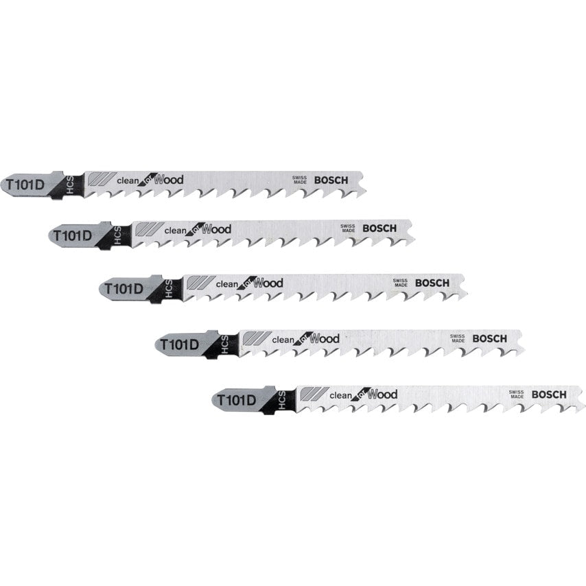 T101 D Clean for Wood Jigsaw Blades - 2 608 630 032, Pack of 5