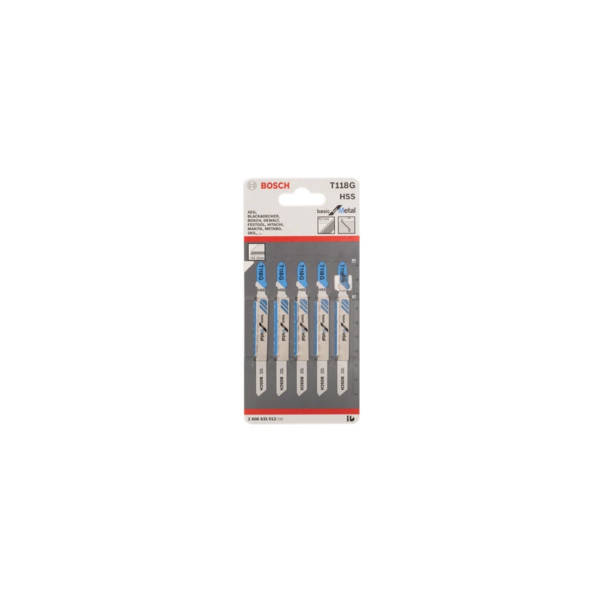 T118 g Basic for Metal Jigsaw Blades - 2 608 631 012, Pack of 5
