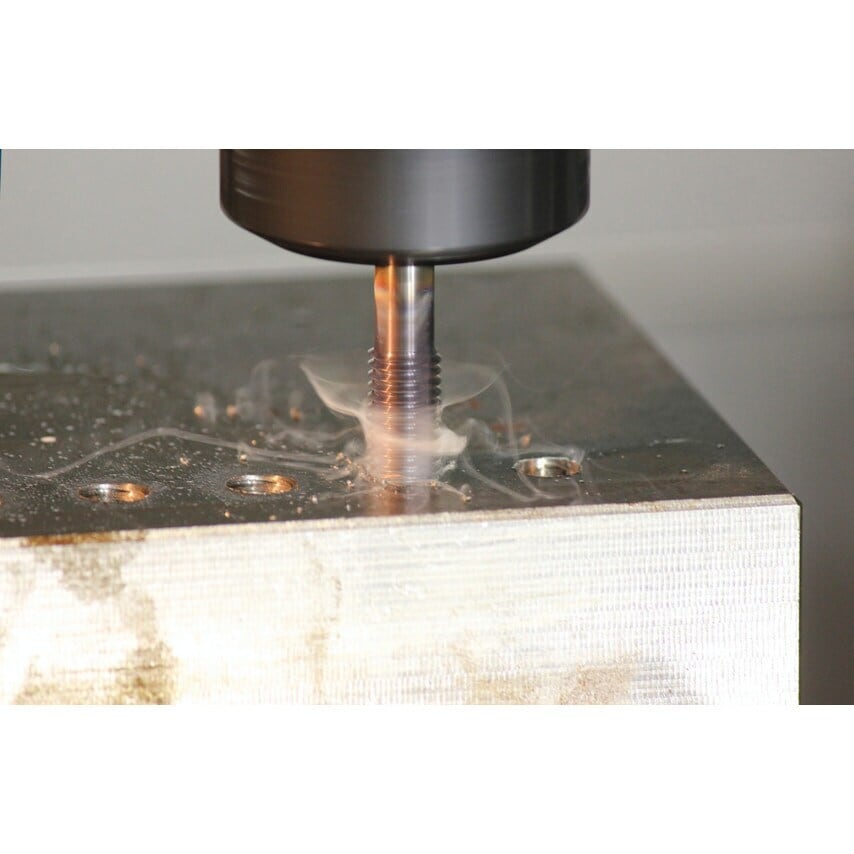 T215 M6X1 Carbide Metric Coarse Fluteless Machine Tap - TiCN Coated DIN 2174